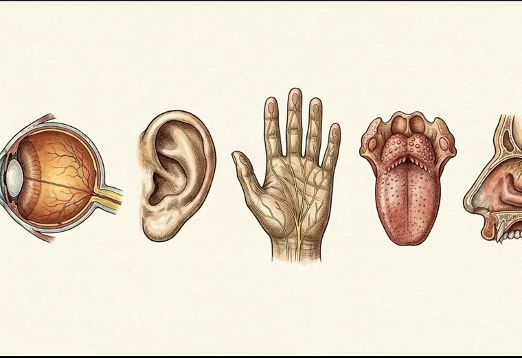 A frame from a Learn & Grow video, illustrating the five senses